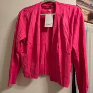 AAMILIFE Cardigan Knit Sweater X-Large Open Front Cropped Layer Pink NWT